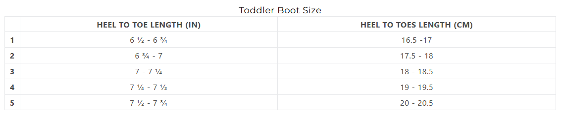 XCEL TODDLER BOOT SIZE 24 0 Guida alle taglie